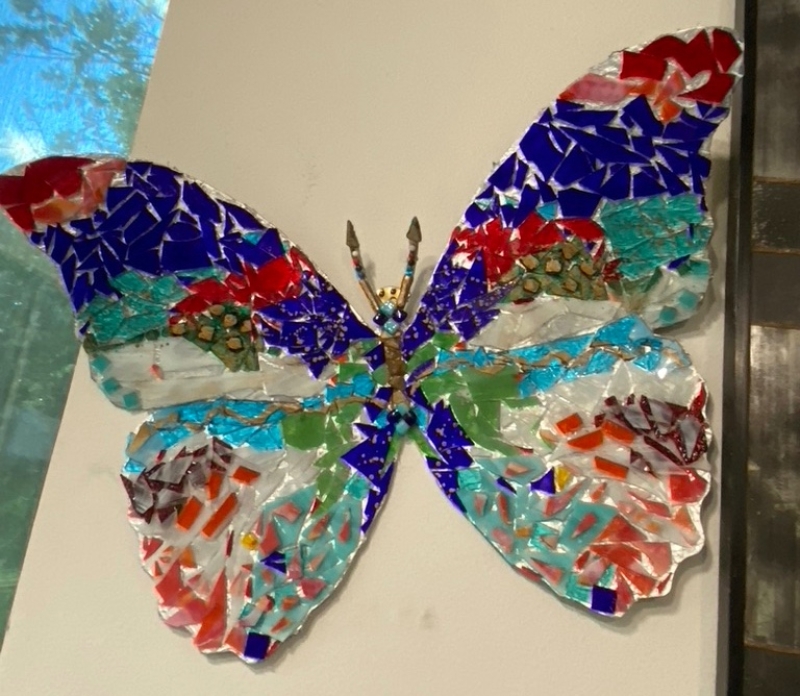 stained glass butterfly by artist Deborah Argyropoulos